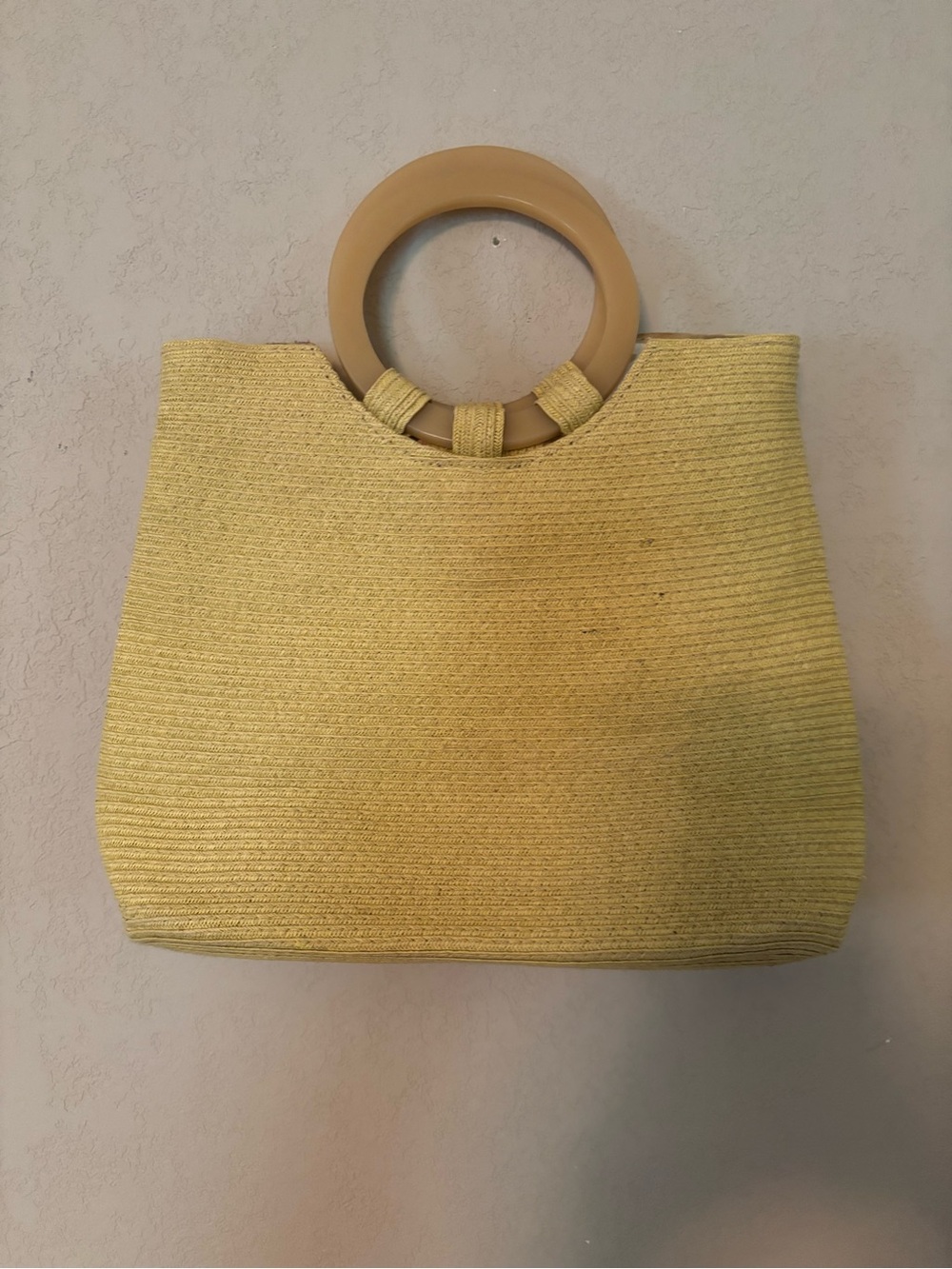 Liz Claiborne Crazy Horse Sunny Yellow Tote with Circular Handles